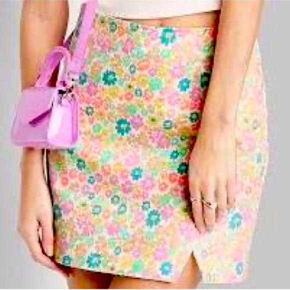 WILD FABLE NEON FLORAL SKIRT - Picture 4 of 14